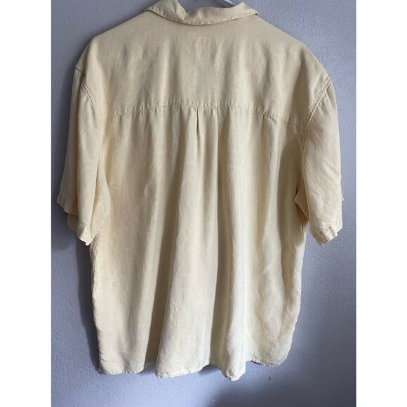 Jos. A. Bank Mens Hawaiian Shirt Yellow Palm Tree Short Sleeve 100% Silk L - Picture 5 of 10